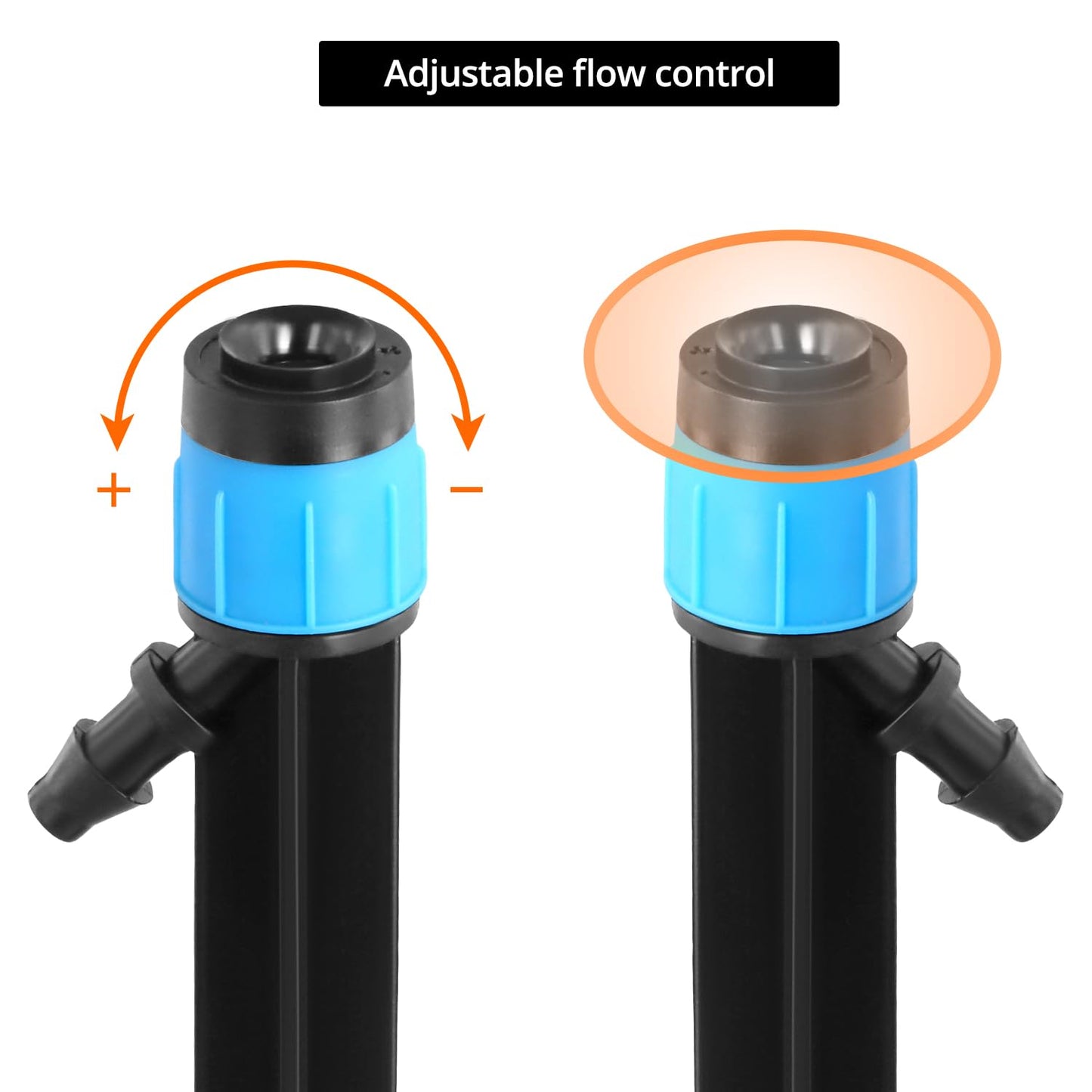 APPSTER Drip Emitters with Stake Water Flow Adjustable for 1/4 inch Tube Hose, 360 Degree Sprayer Sprinkler for Irrigation Drippers System Watering Kits for Garden Patio Lawn