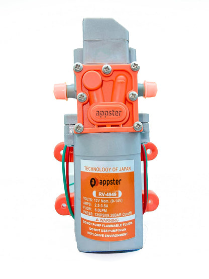 High Pressure Diaphragm Pumps 135PSI 12V DC Electric Battery Operated Sprayer Water Pump Motor for Agriculture Farm Fogger Misting Spray Car Bike Washing Sanitizing Gardening Irrigation