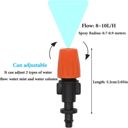 Plastic Drip Irrigation Misting Nozzles Adjustable Garden Dripper Spray Emitters Sprinkler Atomizing Micro Mist Head Atomizer Fogger For Watering System Sprayers