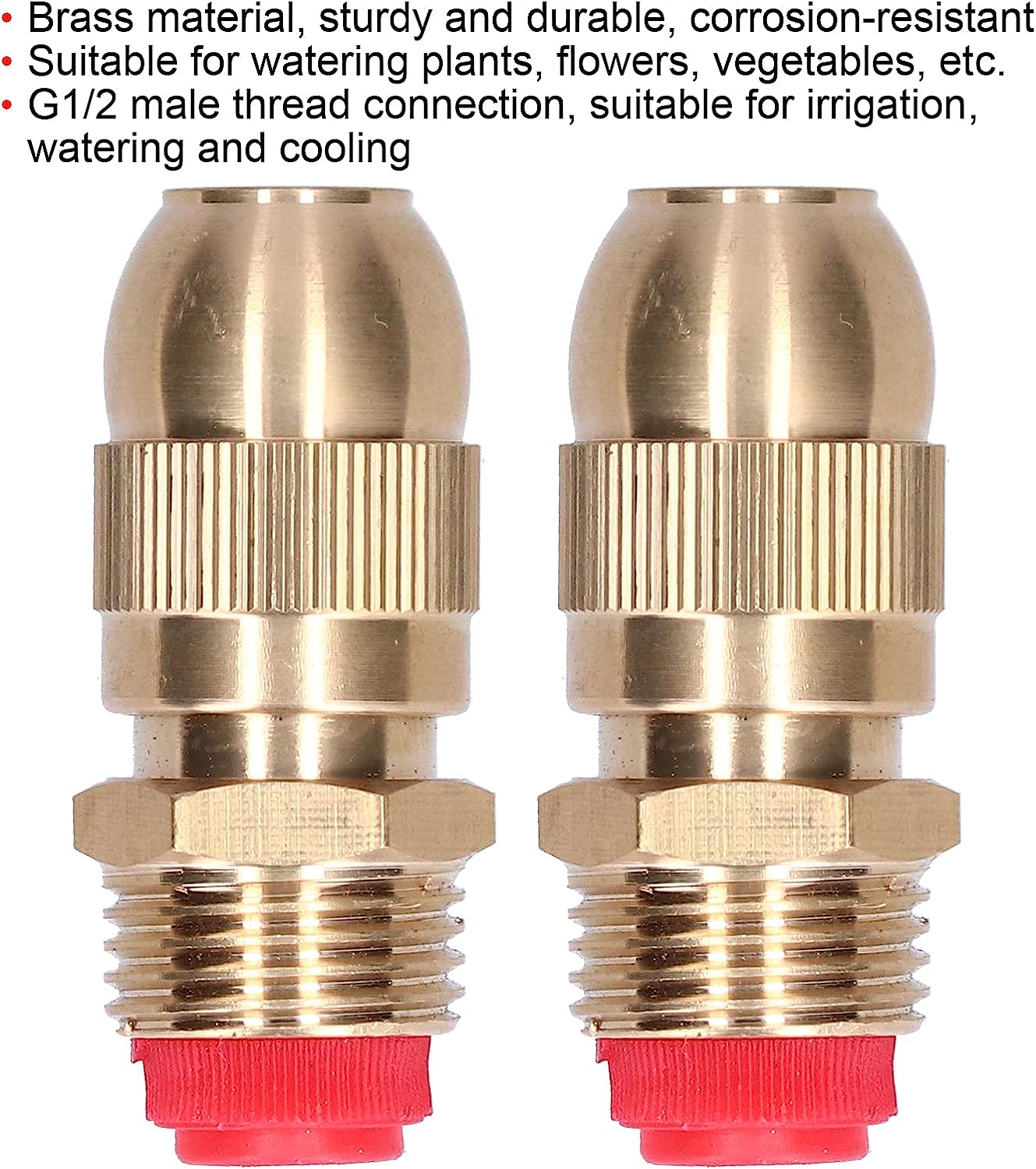 Adjustable Brass Sprayer Mist Sprinkler Nozzle Drip Irrigation Jet Spray Misting Head 1/2" Male Thread for Watering Garden Lawn Atomizing Fogger System